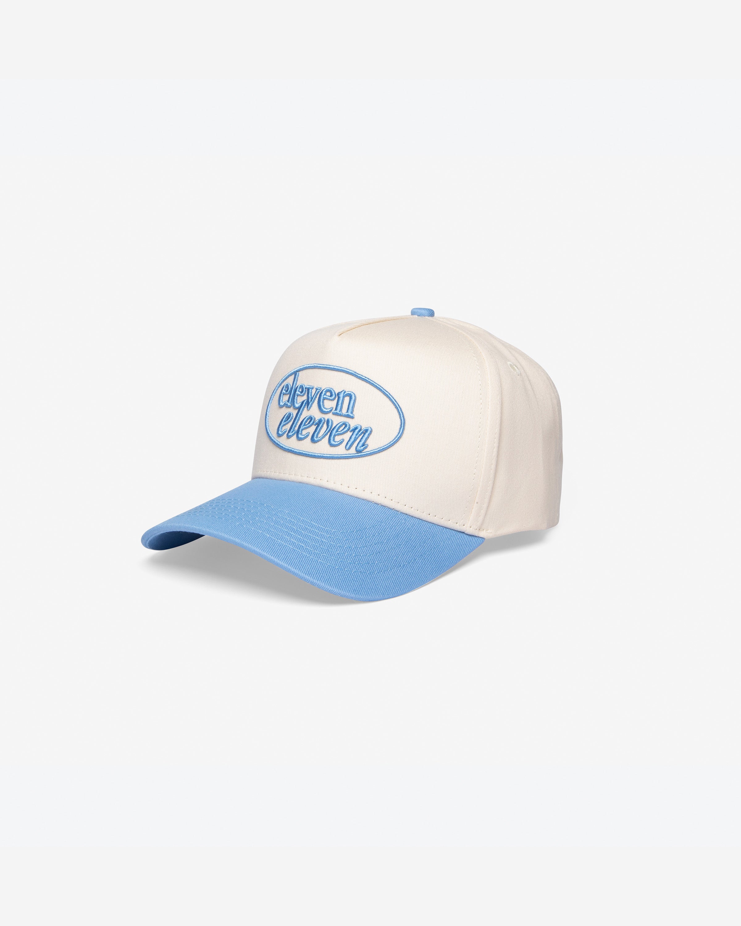 Classic Oval Trucker Cap (Beige & Light Blue)