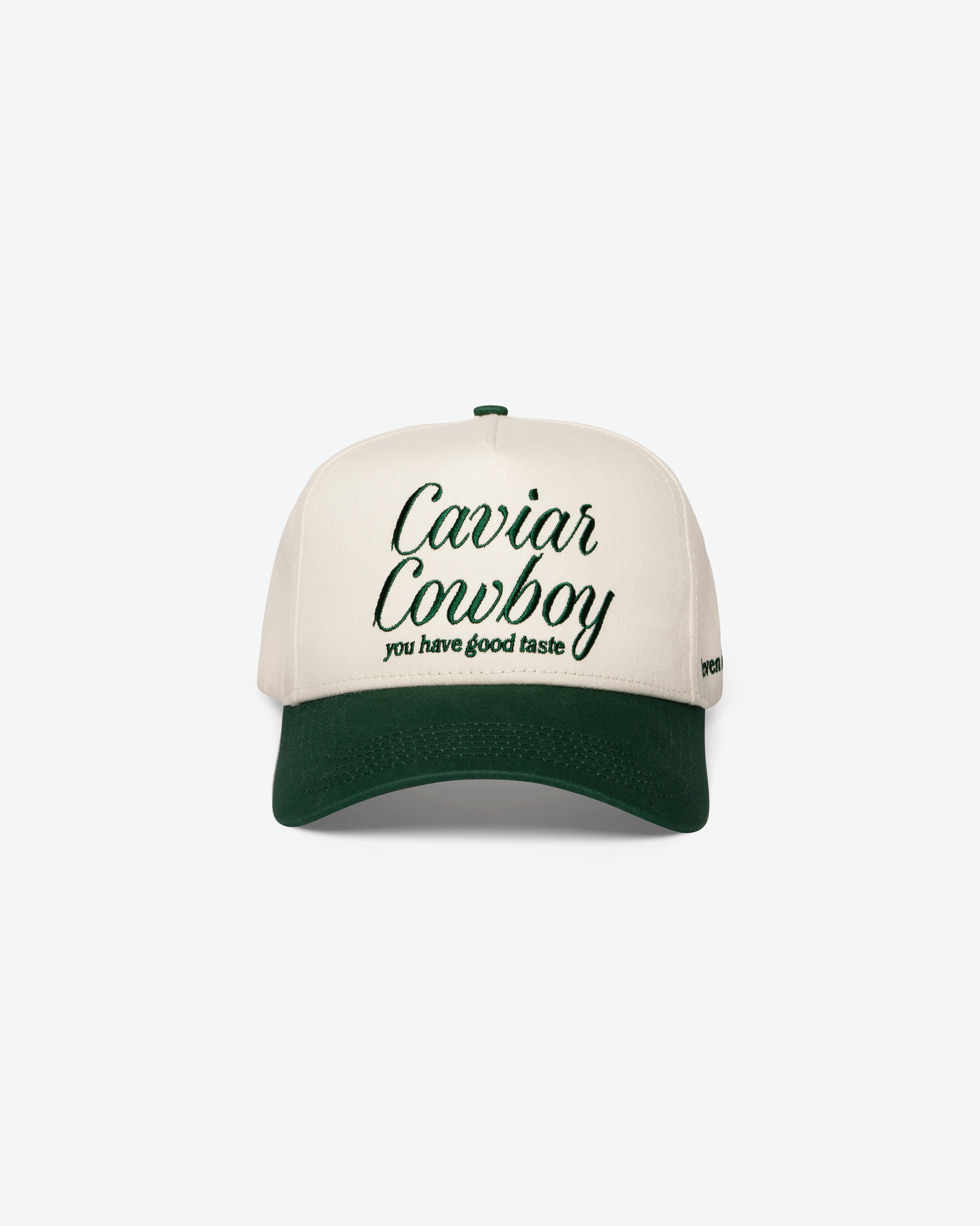 Caviar Cowboy Cap (Beige & Forest Green)